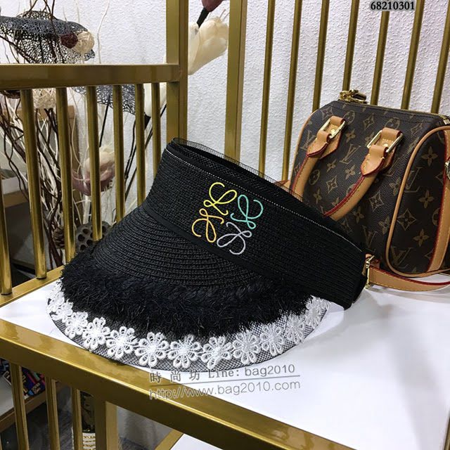 LOEWE女士帽子 羅意威蕾絲花邊空頂帽 Loewe草帽太陽帽  mm1000